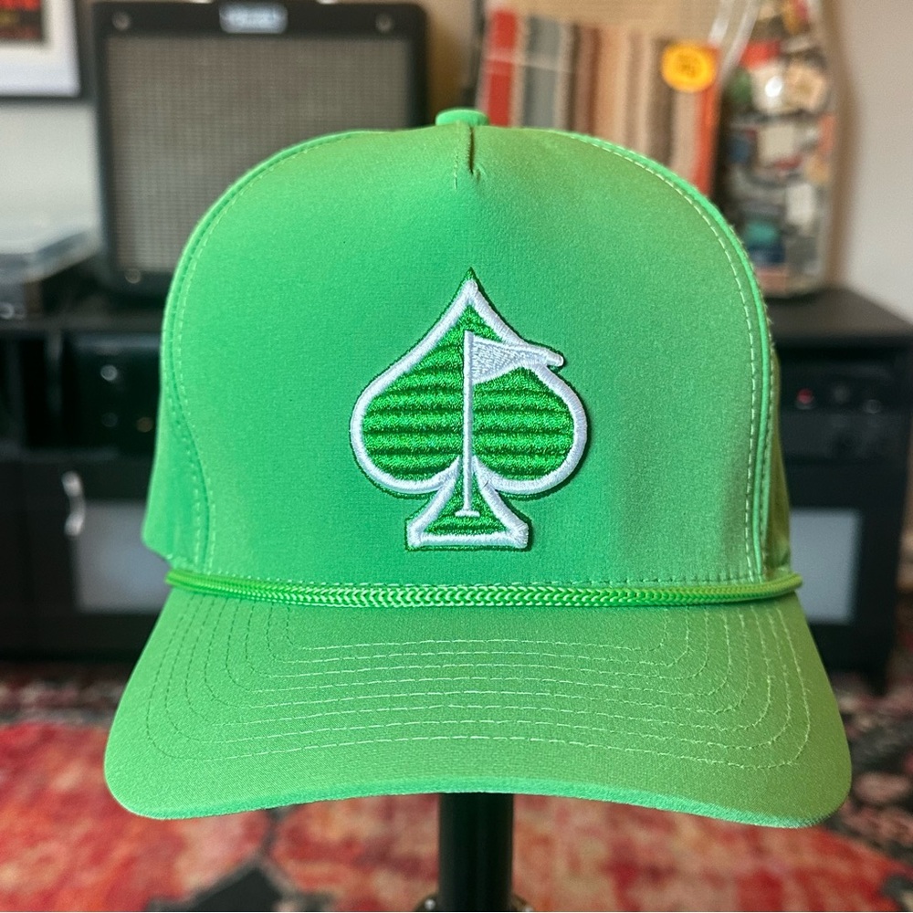 Pins & Aces Fairway Wave & Spade Rope Lucky Green Men’s Golf Hat SnapBack NWOT